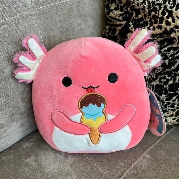 Squishmallows Pink and White Axolotl with Ice Cream.7” - Picture 4 of 5